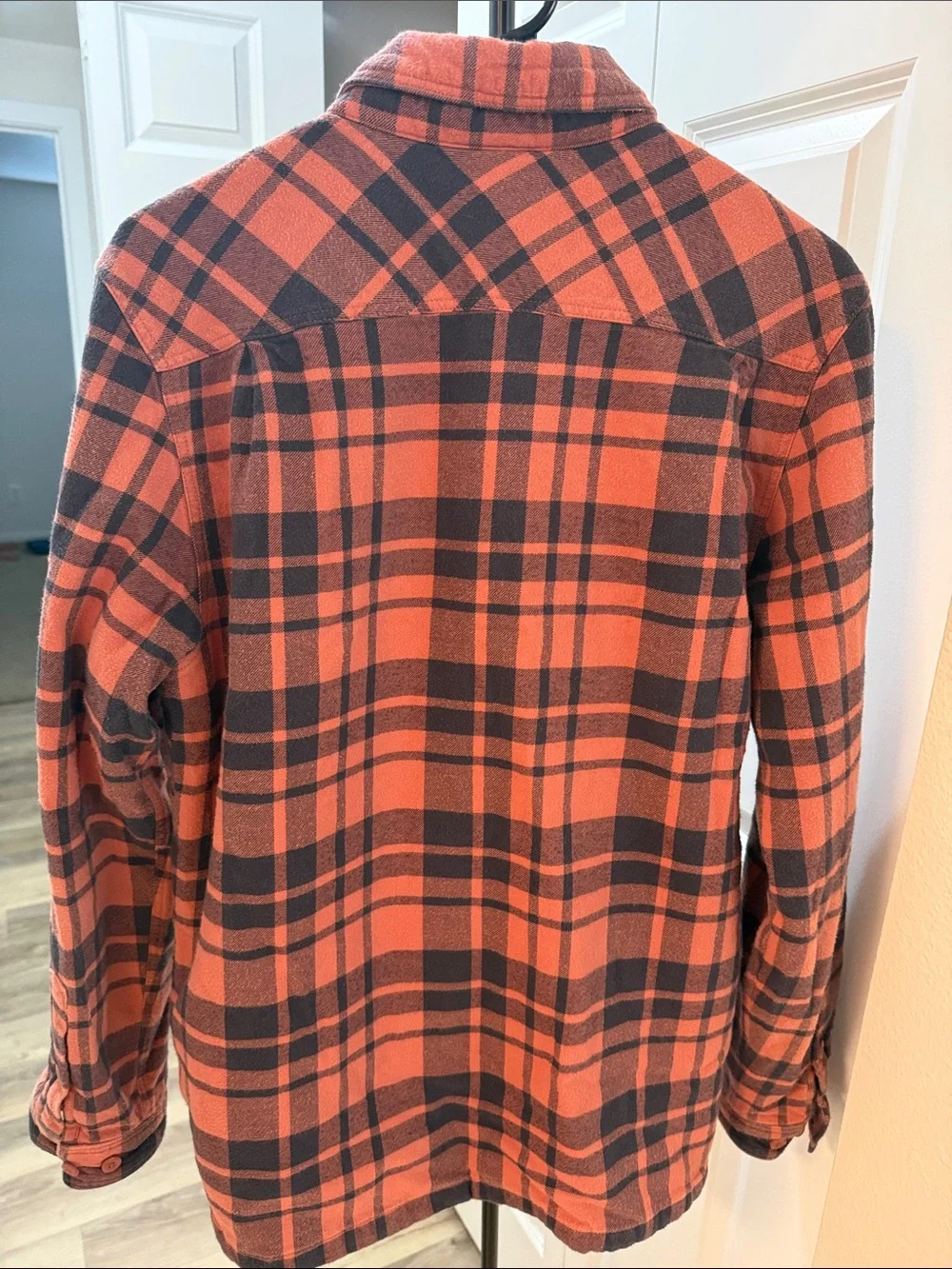 Patagonia Men’s insulated Orange Plaid Flannel Jacket